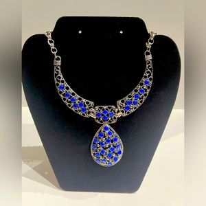 Cobalt blue vintage collar necklace